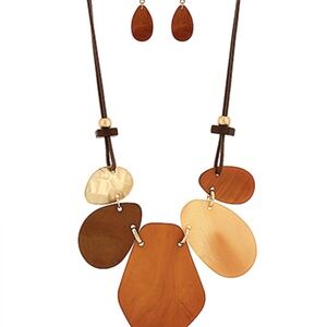 Geometric Shape Link Necklace Set